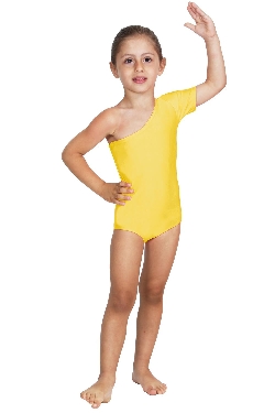 BODY DANZA LYCRA MONOSPALLA MEZZA MANICA GIALLO BABY